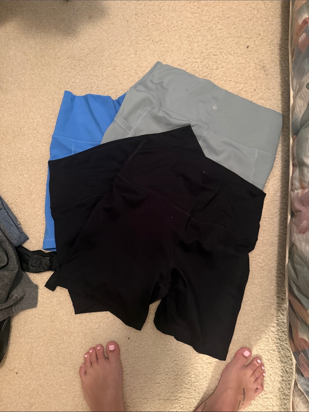 Yogalicious Black, Light Gray & Blue Bike Shorts Trio